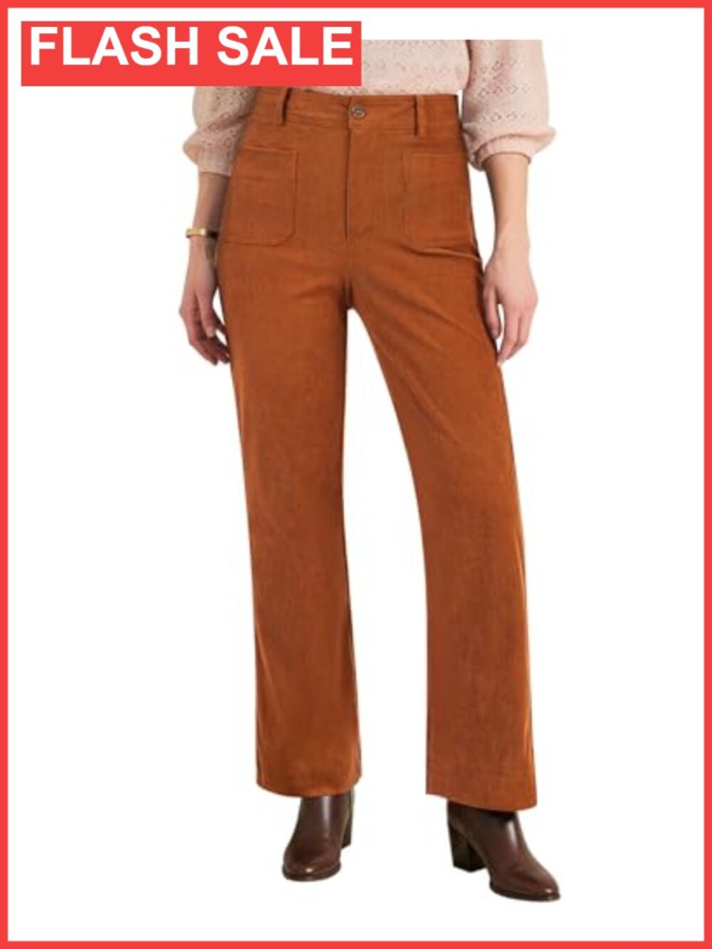 Corduroy Pants High Waisted Wide Leg Elastic Waist Trousers